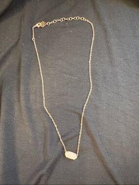 Kendra Scott Rose Gold Chain with White Druzy Bar Pendant